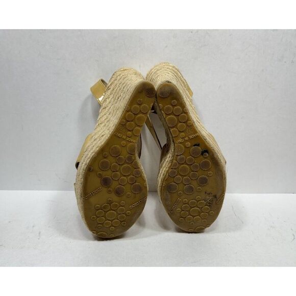 Jimmy Choo Italy Beige Leather Open Toe Wedge Espadrille Womens Size 7 US Heels - Picture 8 of 9
